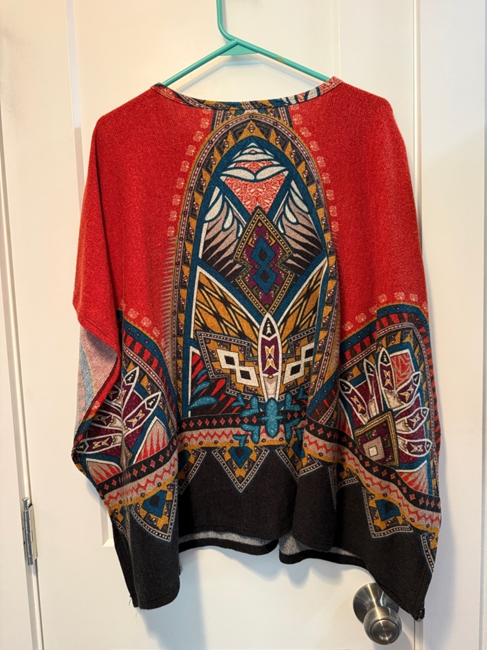 Tyche Women's Red Multicolor Bohemian Caftan Type Pullover size M - Picture 3 of 6